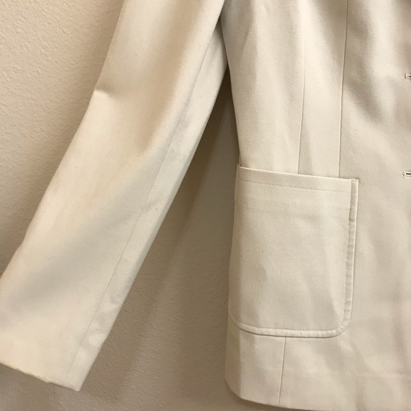Caslon Off White Cream Ecru Long Lined 3 Button Front Blazer With Patch Pockets - Picture 11 of 16